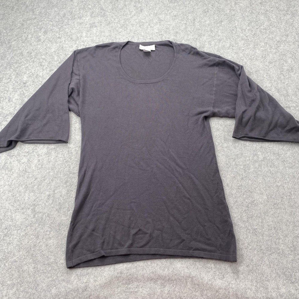 Soft Surroundings Shirt Womens Small Gray Dolman 3/4 Sleeve Scoop Neck Tunic Top